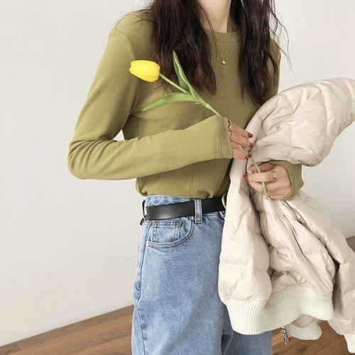 기타 여성 라운드넥 긴팔티 여자상의 긴티셔츠 면티셔츠 9796327