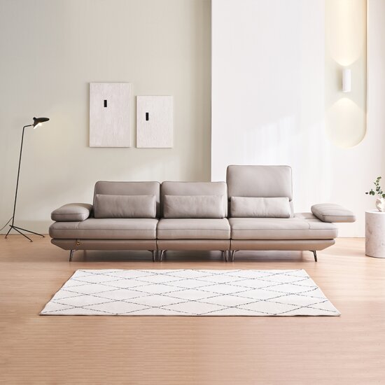 다우닝 플라나 리프트업 전체 천연통가죽 소파 4인용 (스툴별도)_이미지