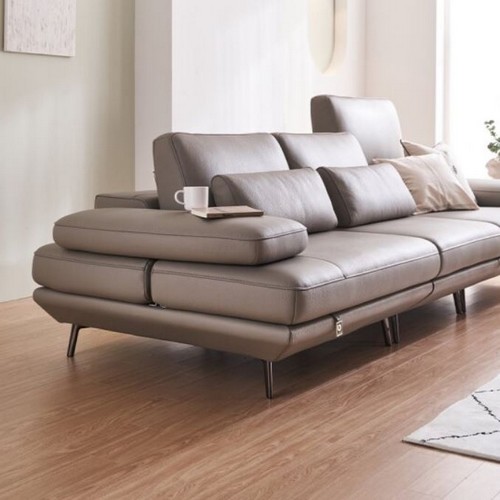 다우닝 플라나 리프트업 전체 천연통가죽 소파 4인용 (스툴별도)_이미지