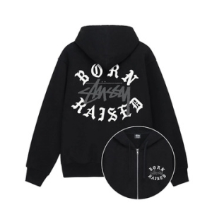 스투시 x 본앤레이즈드 후드 집업 블랙_이미지