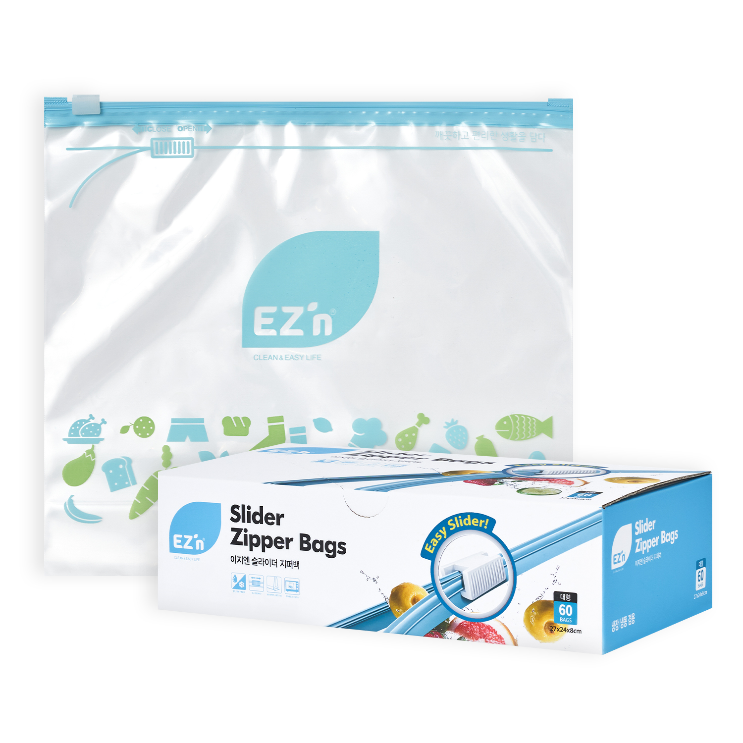 이지엔 슬라이더 지퍼백 대 27x24cm 60매 (2개(120매))_이미지