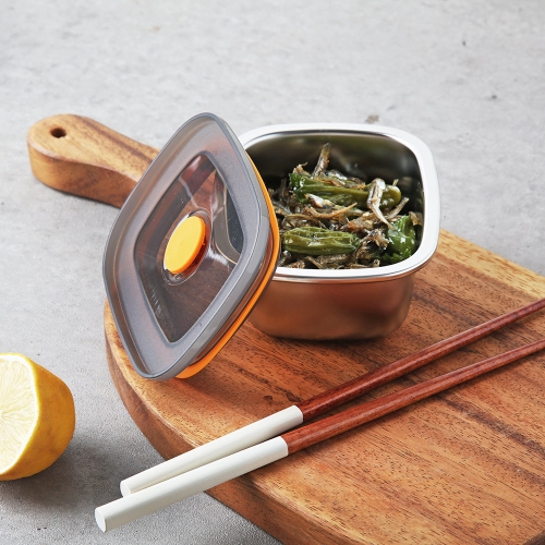 전자레인지 진공 스텐 밀폐용기 직사각 250ml