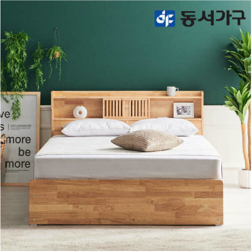 파로마 피츠 레미 원목 수납 LED침대 Q (55T라텍스독립)_이미지