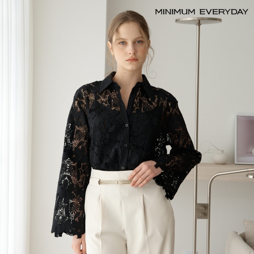 미니멈 에브리데이 시스루 레이스 카라 블라우스 EC1BA014D_이미지