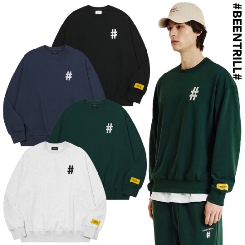 에센셜 남여공용 해시태그 로고 맨투맨 4컬러 BA251RM003-IGP