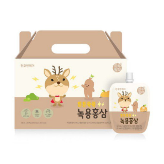 하루활력 튼튼쑥쑥 녹용홍삼 40ml 50포 (2개)