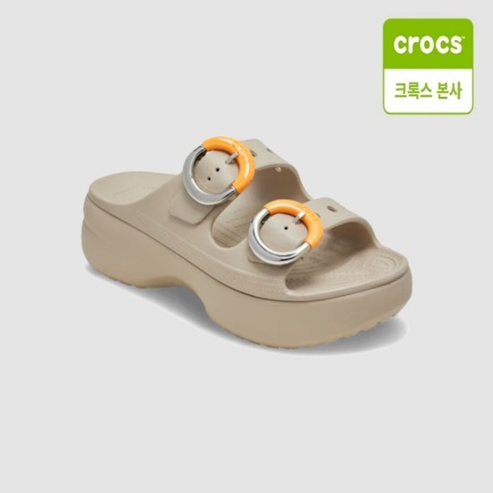 크록스 여성 새터데이 플랫폼 딥디드 버클 샌들_213246 (2NM, 돌체)_이미지