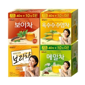 보리차 50T+보이차 50T+메밀차 50T+옥수수수염차 50T 총 200T/회사 탕비실 사무실 간식 침출차 겨울