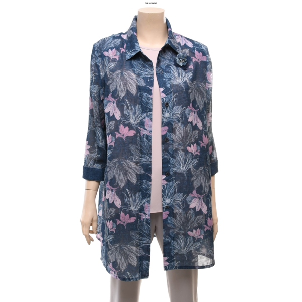 리본 꽃무늬 롱블라우스 RD6-GB410