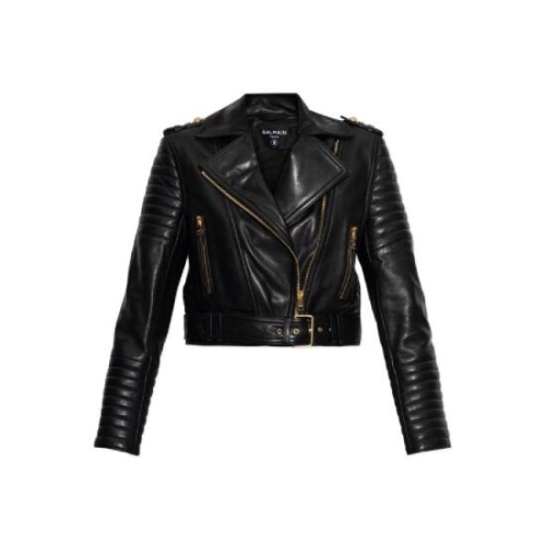 발망 크롭 가죽 재킷 FF1TD207LC62 0PA T