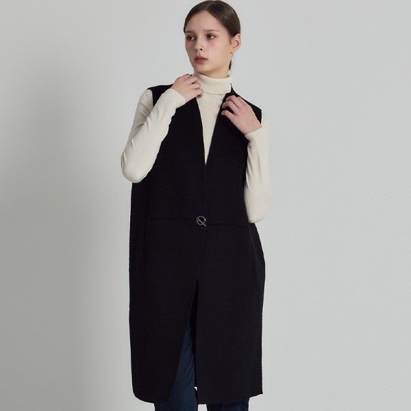 르오트 최초가 198000원 프리미엄 캐시미어 울블렌디드 버클 롱 베스트-사이즈 5588까지1219981_이미지