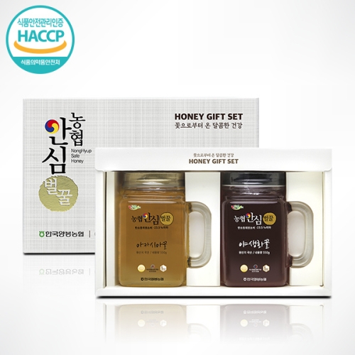 안심 선물세트 1호 아카시아꿀 500g+야생화꿀 500g /튜브
