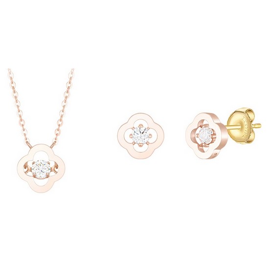 제이에스티나 CLOVIA 14K 목걸이+귀걸이 세트 SET-JJCLNQ3BS150R4420+JJCLEQ3BS150R4000_이미지