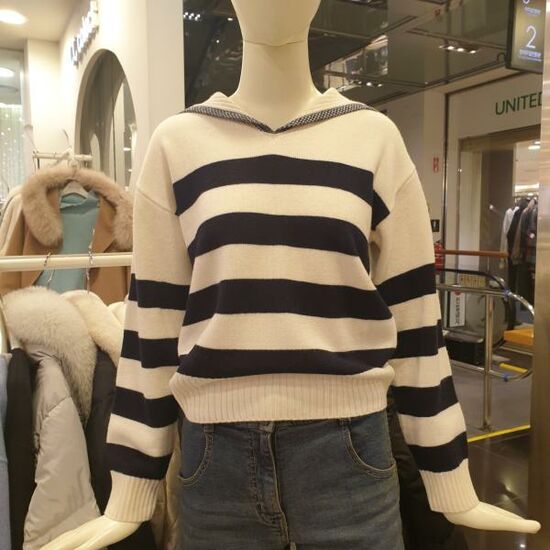 대현 씨씨콜렉트 NC12 세일러카라 크롭 니트 E221KSK104