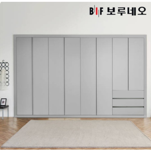 BIF보루네오 네오 3단서랍 여닫이 붙박이장 (390cm)_이미지