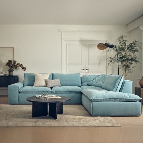 커넬 오픈코너형 리브 패브릭 소파 4인용