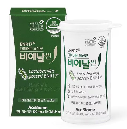 에이스바이옴 비에날씬 비에날씬 다이어트 유산균 BNR17 60캡슐 (6개)