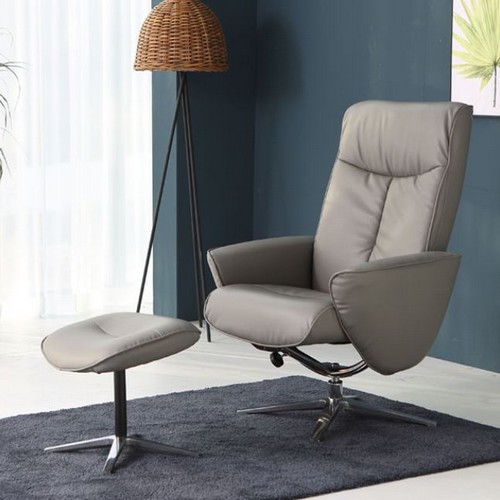 사사가구 뮤지엄 가죽 리클라이너 1인용 (스툴포함)_이미지