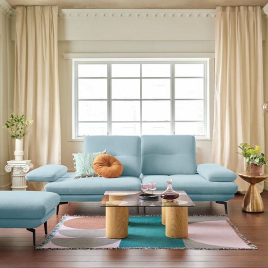 에싸 로마노 스윙기능 리브 패브릭 소파 3인용 (스툴포함)_이미지