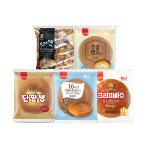 삼립 JH 봉지빵 5종 5봉 택 크림빵/단팥빵/우카빵/밀크요팡/데니쉬_이미지