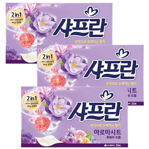 LG생활건강 샤프란 아로마시트 코튼 블로섬 30매 (3개)