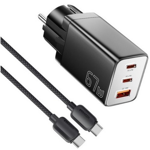 ESSAGER PD PPS 67W 3포트 GaN 충전기 G671A2CU1 해외구매 (케이블포함)_이미지