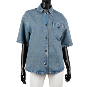 프라다 GFC037 13Z6 F0BAN 오가닉 데님 셔츠