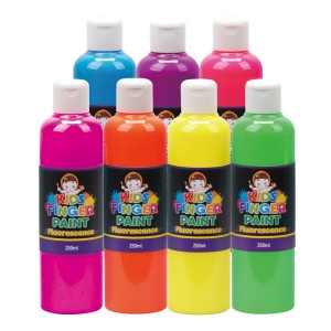 키즈맘아트 키즈 핑거페인트 형광색 250ml 7색 세트 유아 물감 미술 물 놀이 야광 집콕 엄마표미술 홈스쿨