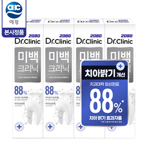 애경 2080 닥터크리닉 미백크리닉 치약 120g (4개)