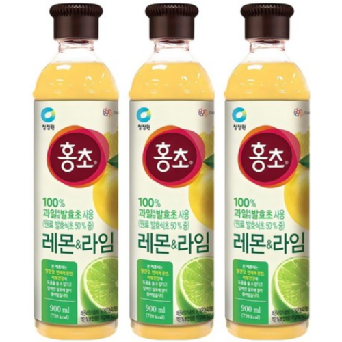 대상 청정원 홍초 레몬 & 라임 900ml (3개)_이미지