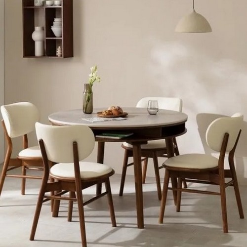 라움에스알  데이지 원형 수납 양면 세라믹 식탁 1000 (의자별도)