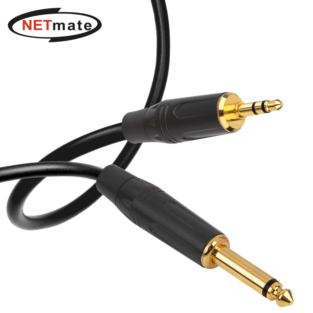 강원전자 NETmate 5.5mm 모노 to 3.5mm 스테레오 마이크 케이블 (NMC-AU5301B, 1m)_이미지