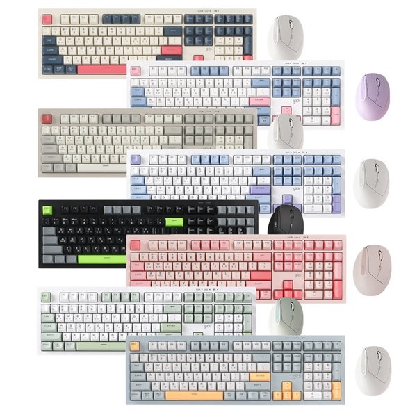 지클릭커 OFFICEPRO WMK600 사일런스 M 108 무선 키보드 마우스 세트 (Sky Pink)