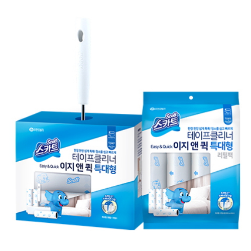 유한킴벌리 스카트 테이프클리너 이지앤퀵 특대형 번들팩 + 리필 4롤_이미지