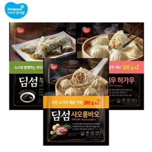 동원F&B 딤섬 6봉 새우하가우 부추창펀 샤오롱바오