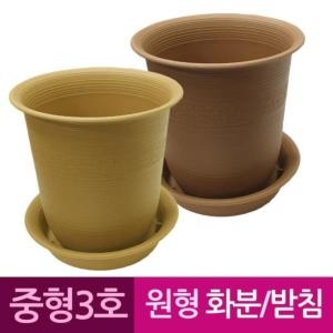 성신피엔씨 웰빙 원형 플라스틱화분 화분받침 중형3호 인테리어 화분 토분 플라스틱_이미지
