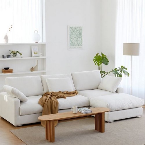 베스트리빙  오뉴 클래식 덕다운 모듈형 아쿠아텍스 패브릭 소파 4인용 (스툴포함)