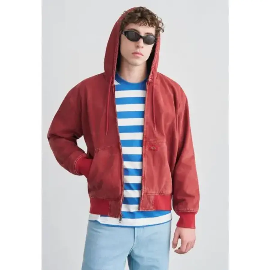 디키즈 딕키스 힐햄 라이닝 후드드 데님 재킷 가넷 7601833