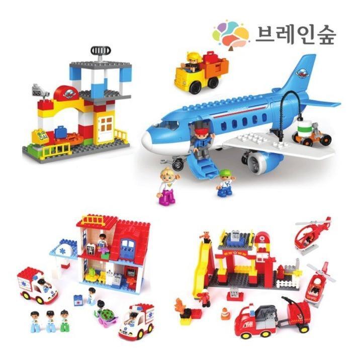  셀러허브 유아동 브레인숲 교육용 듀오 뉴 커뮤니티 372pcs 소방 병원 폴리스 공항 어린이날1