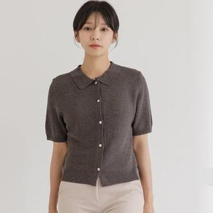 바네사빈 썸머린넨 카라 버튼 반팔 니트 가디건 v01139_이미지