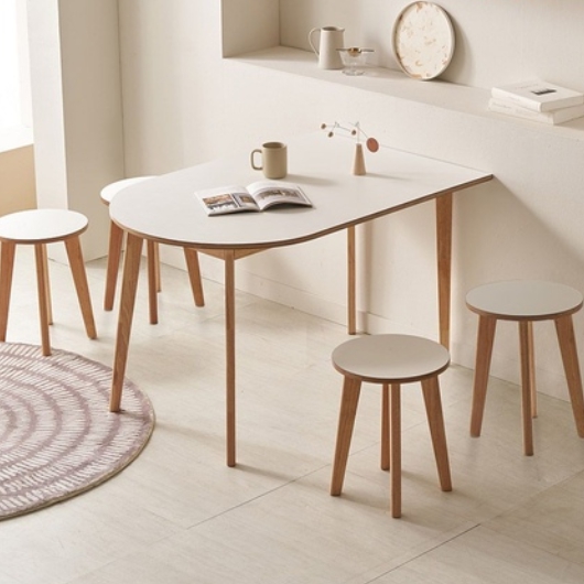 파로마 이프 밀리 반원 원목 식탁 1200 (의자4개)_이미지