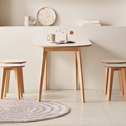 파로마 이프 밀리 반원 원목 식탁 1200 (의자4개)_이미지