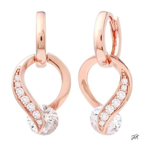 미니아트 14K 금침 로즈골드 큐빅 포인트 드롭 원터치 링 귀걸이 11183353_이미지