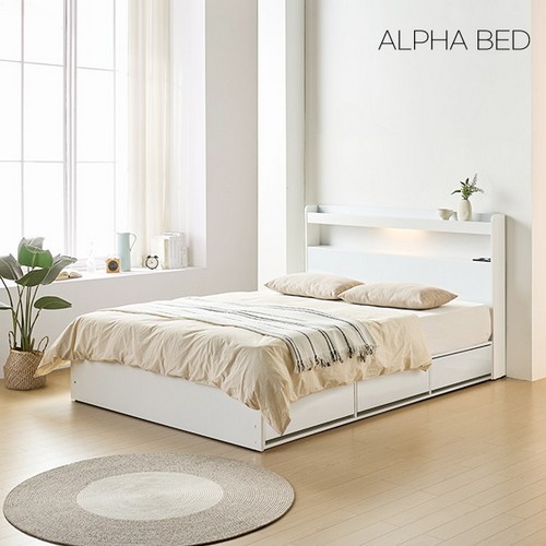 알파침대 클레어 수납 LED침대 SS
