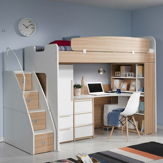 동서가구 컨셉트 MU-E122 수납형계단 H형책상 옷장세트 벙커침대 SS
