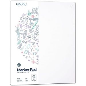 양면 마커 패드 아트 스케치북 블리드프루프 7x10 대형 용지 크기 90LB150GSM 매끄러운 도화지 60매120페이지 ..