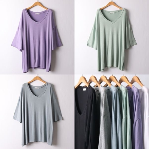 아이우먼 위쉬몰 RA 실키브이넥반팔티셔츠 I551H504 빅사이즈