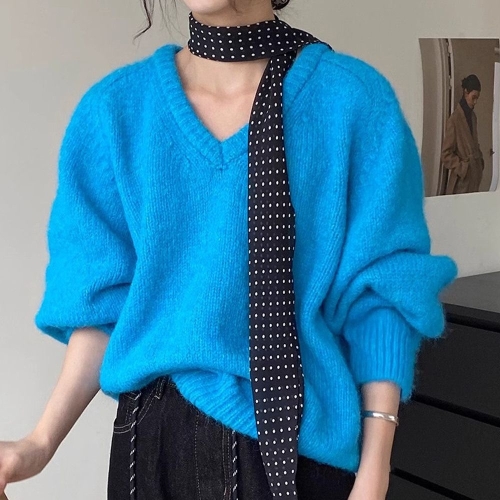 드넬 무지브이넥니트DWK53719A_이미지