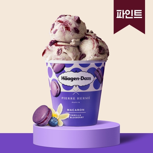 하겐다즈 마카롱 바닐라&블루베리 파인트 403ml (1개)_이미지