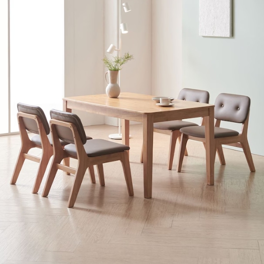 라로퍼니처 노엘 고무나무 원목 낮은 식탁 1250 (의자4개)_이미지